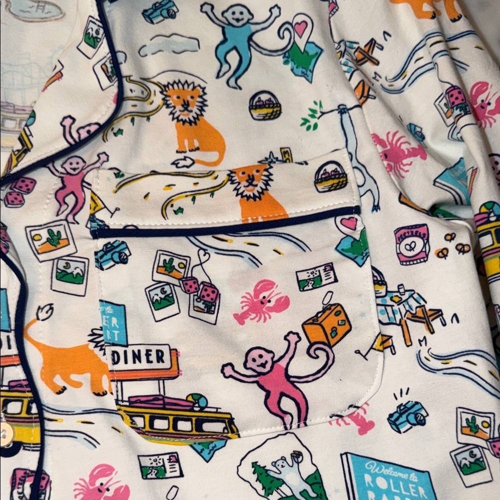 Roller Rabbit x Target Women’s Roadtrip Long Sleeve Multicolor Pajama Set XXS - Picture 4 of 13